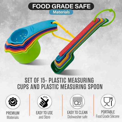 Measuring Cups and Spoons Set of 9 (Multicolor)