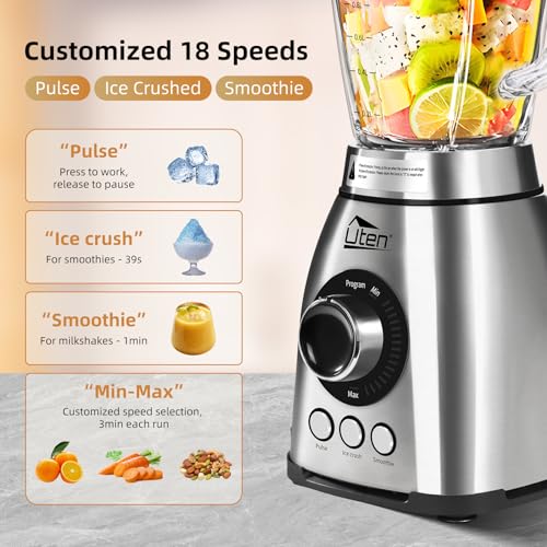 800 Watt Fast Countertop Blender for Smoothies and Shakes (18 Speed Levels and Pulse)
