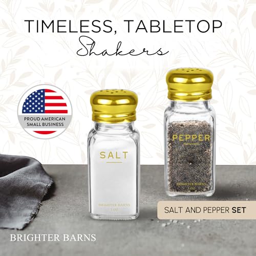 Gold Salt and Pepper Shakers Set by Brighter Barns (Clear/Gold)