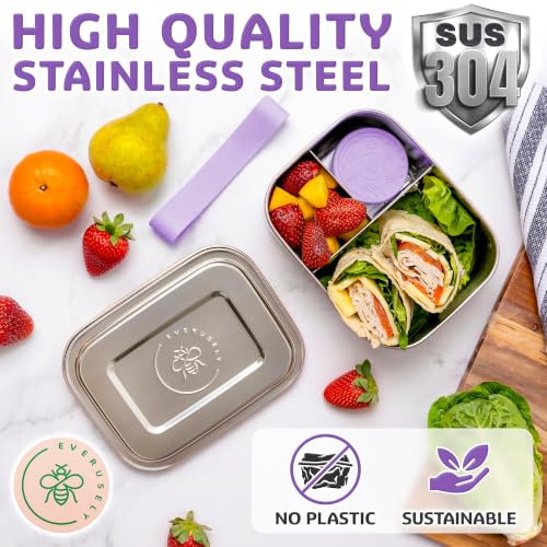 Stainless Steel Bento Box + Condiment Container (Lavender / 47oz / 1400ml)