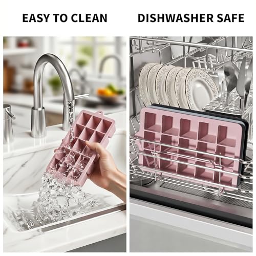 Silicone Ice Cube Tray 2 Pack (Ice Cube Tray 2 Pack / Pink+Pink)