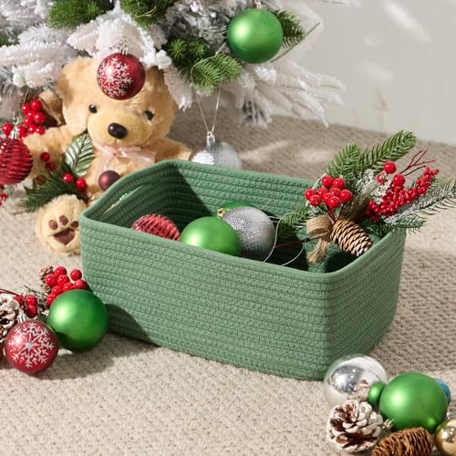 Small Storage Baskets for Organizing (4pcs-L13xW8.5xH5.1" / Green)