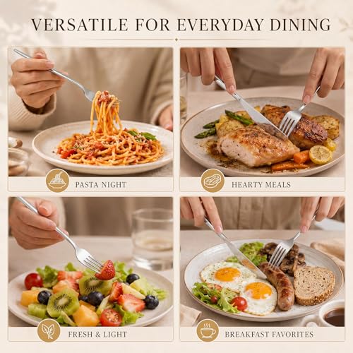 100 Pieces Stainless Steel forks and knives Dinner Flatware Set Tableware Cutlery for Butter Kitchen Restaurant (8.8 Inches，8.4 Inches / Silver)