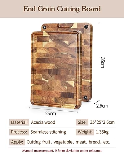Acacia Wood End Grain Cutting Board (13.8"L x 9.8"W)