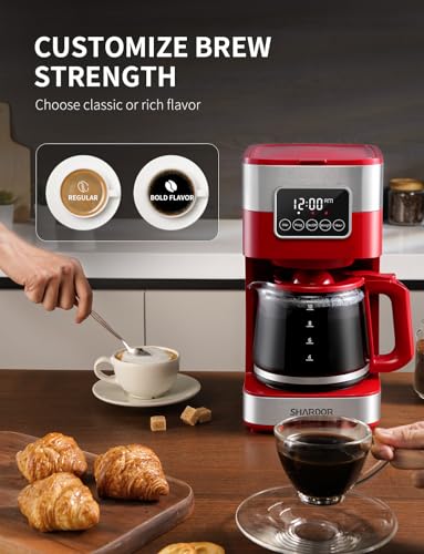 10 Cup Programmable Coffee Maker (Red)