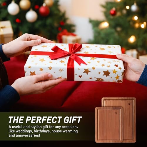 Bamboo Cutting Board Set Non Slip Feet Over Sink Gifts Best Mama Mommy Bonus Busy Mom Ever Christmas Xmas Birthday Law Step Stepmom Stepmother Who Have Everything Good Unique Useful Present (2-Piece / Brown)