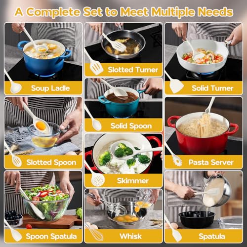 Kitchen Cooking Utensils Set of 10 (White)