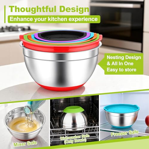 Mixing Bowls Stainless Steel Salad Bowls with Lids