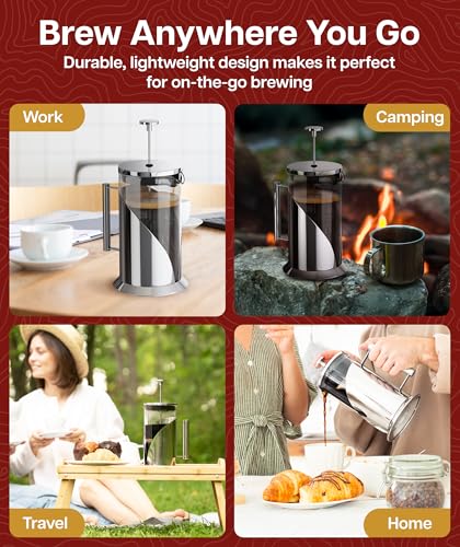 Stainless Steel French Press Coffee Maker 34 oz (D. Silver (Pack of 2))