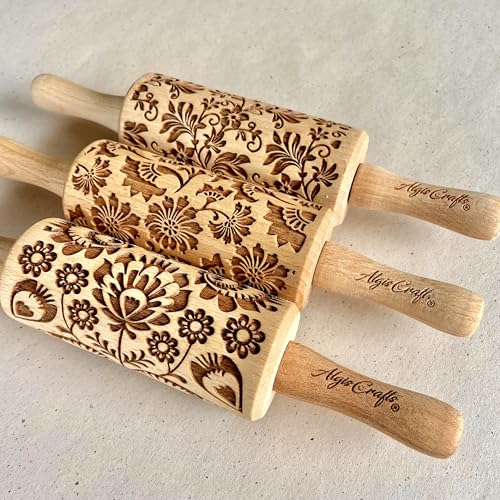 FLOWERS 3 Kid Rolling Pin Set with Damask