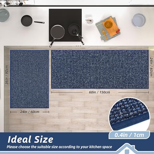 Kitchen Rugs and Mats 2PCS Non (Blue / 24"x36"+24"x60" (Rectangular))
