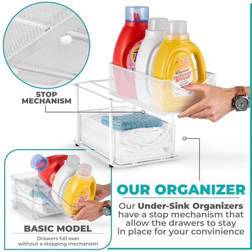 Pull Out Under Sink Organizer (2 Pack / White)