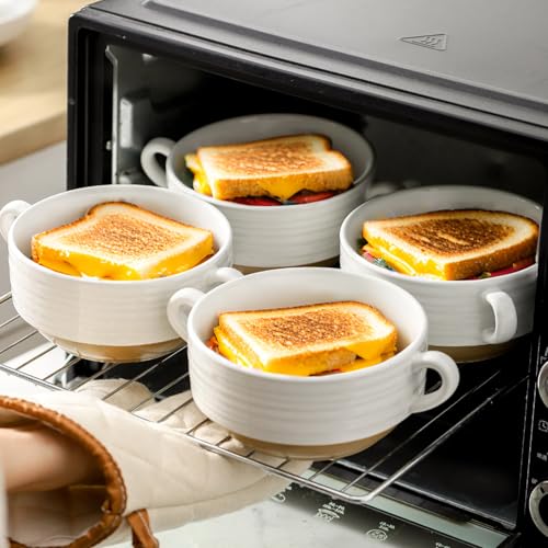 Ceramic Soup Bowls with Handles (White / 20oz - 6pcs)