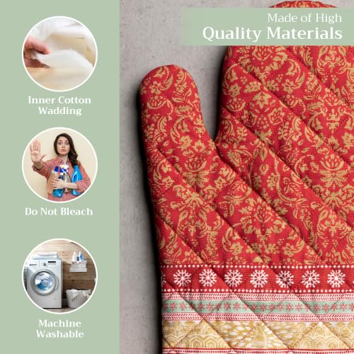Maison d'Hermine Oven Gloves 100% Cotton Oven Mitt (067 - Sofia / 7.5" x 13" (Oven Mitt))