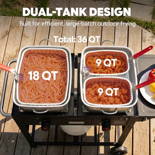 Outdoor Propane Deep Fryer with Movable Cart (36 qt)