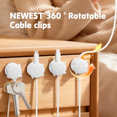Rotatable Cable Clips (White / Turtle Shape)
