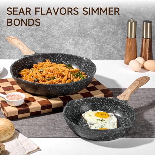 8 & 10 Inch Nonstick Frying Pan Sets for Cooking Dual Spouts Skillet (2 Count)