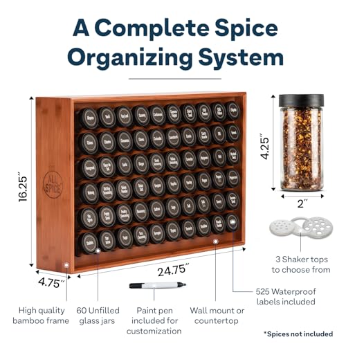 Spice Rack Organizer (60 Jar / Cherry Stain)