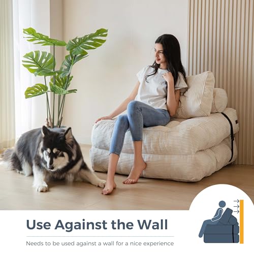 Folding Sofa Bed (Beige / Single)