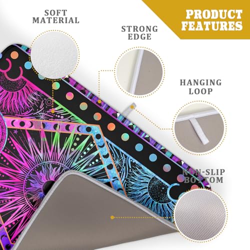 Purple Absorbent Dish Drying Mat Sun and Moon Microfiber Drying Pad for Kitchen Counter Decor Large (Hippie Bohemian 829 / 24" x 18")