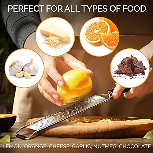 DESIGNED BY CHEFS ~ Premium Lemon Zester Grater With Perfectly Angled Teeth ~ Ideal for Citrus