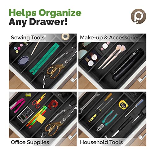 silverware tray organizer (Black / 6 Slots)