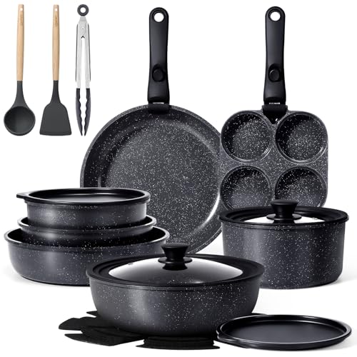 Pots and Pans Set Non Stick (Dark Gray / 21PCS-Standard)