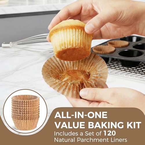 Muffin Pans with 120 Natural Parchment Liners