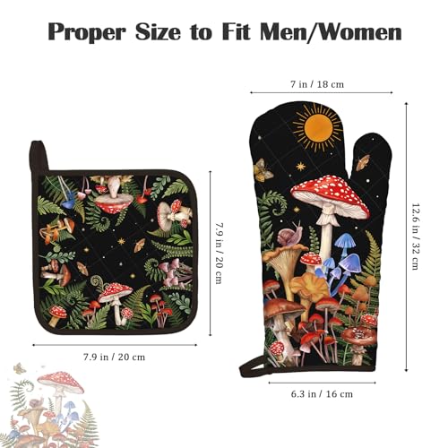 Mushroom Oven Mitts and Pot Holders Set (Mushroom / Oven Mitt x2 & Pot Holder x2)