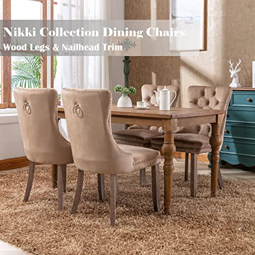 Khaki Velvet Dining Chairs Set of 6 (Khiki)
