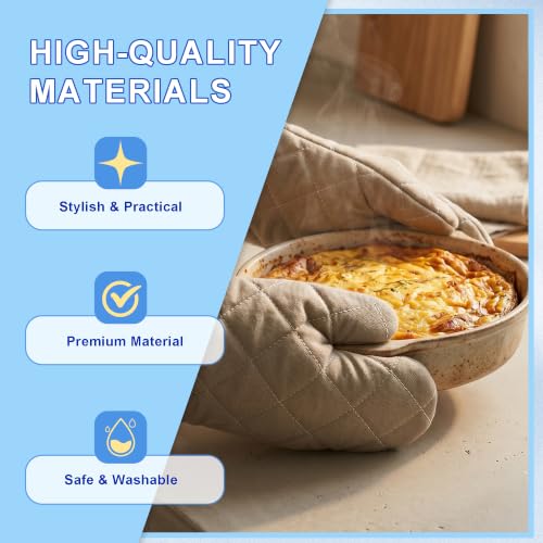 Grey 9" Quilted Oven Mitts 1 Pair Heat Resistant Kitchen (Gray / 9 Inch)