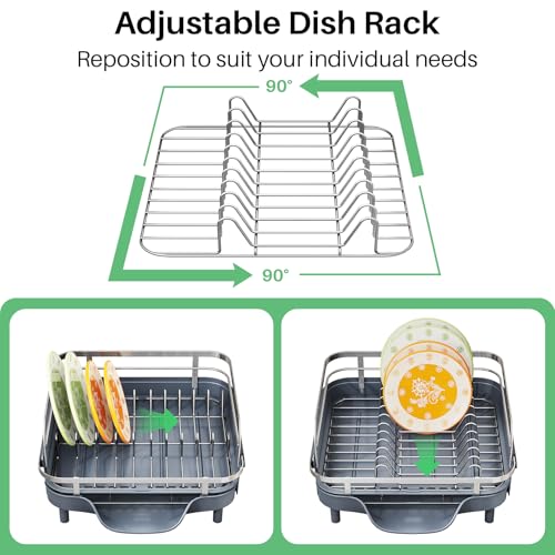 Expandable Dish Drying Rack for Small Kitchen Counter (Gray)