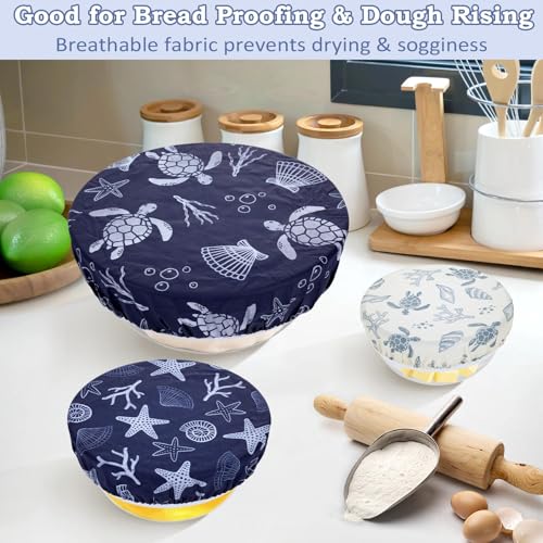 5Pcs Reusable Beeswax Elastic Bowl Covers for Bread Proofing and Food Cover (Ocean Series)