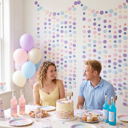 10 Pieces Dot Garland Banner Hanging (Pastel Rainbow Color)