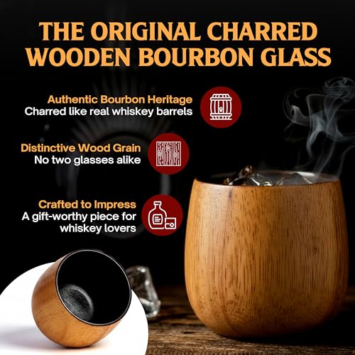 The Original Charred Wooden Bourbon Drinking Glass (Charred)
