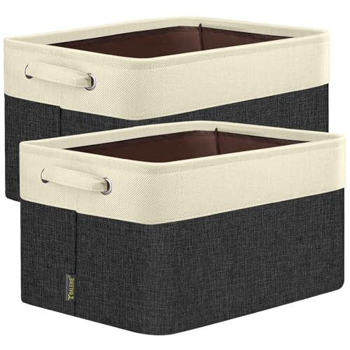 2 Pack Fabric Closet Storage Bins for Shelves (Black / 2PCS/X-Large-17x13x10.5)