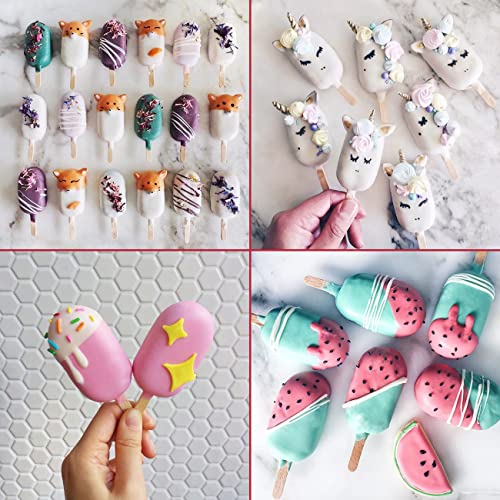 Popsicle Silicone Mold with 50 Pcs Wooden Sticks (1 Pc Large - White)