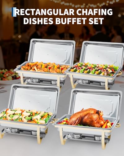 Chafing Dishes for Buffet 4 Pack (Gold / 4 Pack)