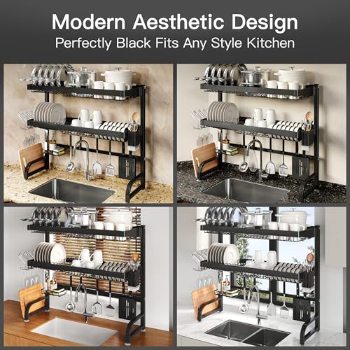Over The Sink Dish Drying Rack (Black / 3 Tier, Over Sink)