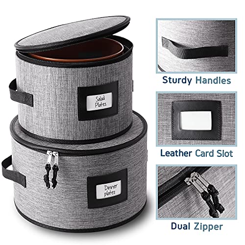 4 Piece Dish Storage Containers (Grey / Plates Storage)