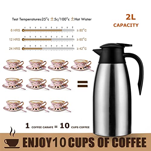 6 sets 70 oz Thermal Coffee Carafe for keeping hot (Silver / 6× 70 Ounces)