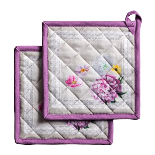 Pot Holders 100% Cotton Potholders (071 - Pivoine / 8" x 8" (Pot Holder Pack of 2))