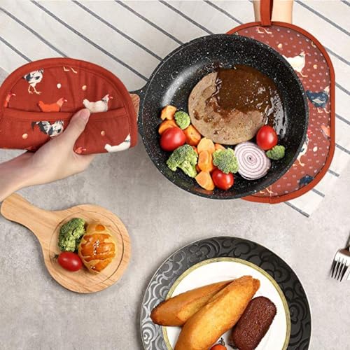 Pot Holders with Transparent Clear Silicone Shell and Nice Rooster Flower (Potholders / Rooster Flower)