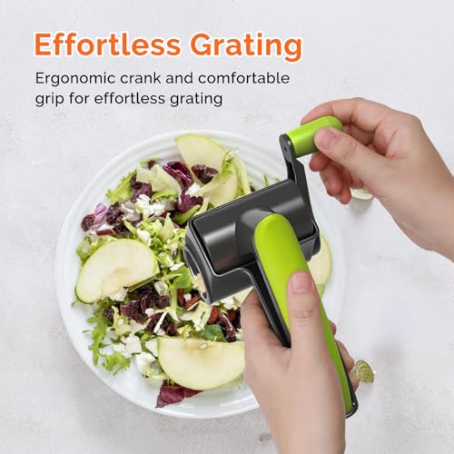 Patented Handheld Parmesan Cheese Grater with 2 Rotary Drums (Gray)