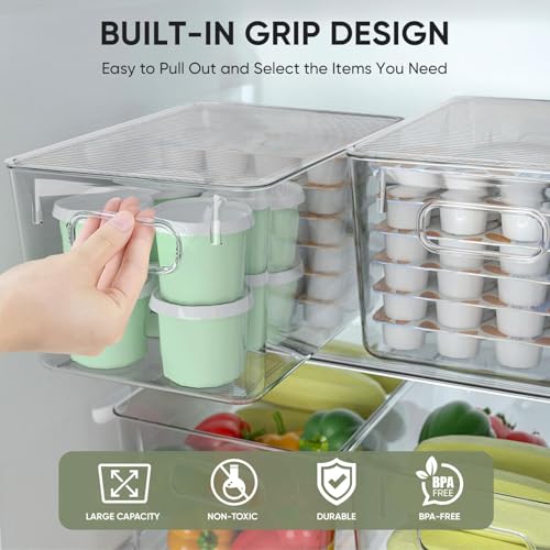Clear Stackable Storage Bins with Lids (XL(13x7.4x7))
