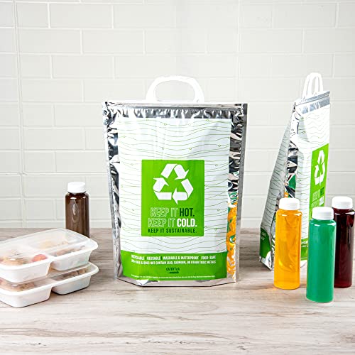 Green And Silver Plastic Thermal Bag (11.75")