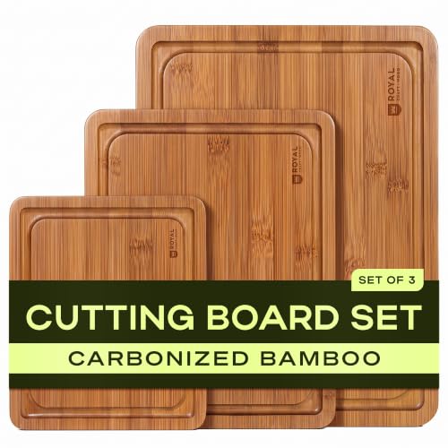 Wooden Cutting Boards for Kitchen Meal Prep & Serving (3-Piece / Carbonized)