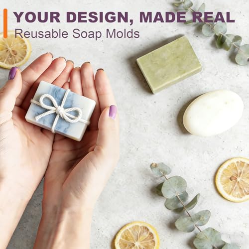 Silicone Soap Molds (Pink+Purple - Oval+Rectangle)
