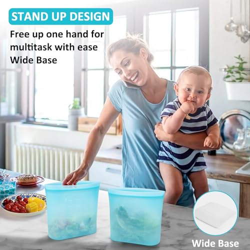 Reusable Food Storage Bags Extra Large (Blue | XL | 4 Pack)