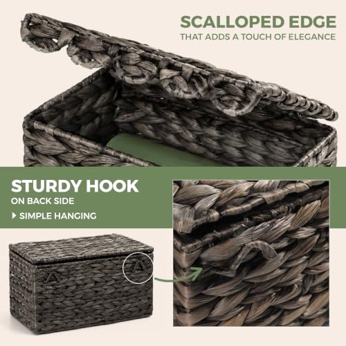 Trash Bag Holder with Scalloped Lid 13 (Espresso)